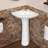 23" W X 19" D X 30.5" H Corner Vitreous China Pedestal Sink Combo Triangular White Bathroom Sink Ceramic Vessel Basin Base with Single Faucet Hole & 1 Overflow