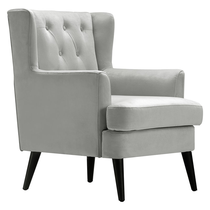 Elle Decor Celeste Tufted Velvet Accent Chair, Pearl Velvet