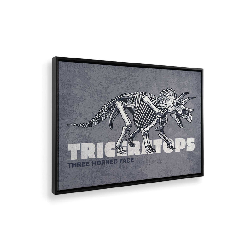 «Triceratops» par Lauren Rader, reproduction d'art, L 40 x H 30, Toile avec cadre, Noir