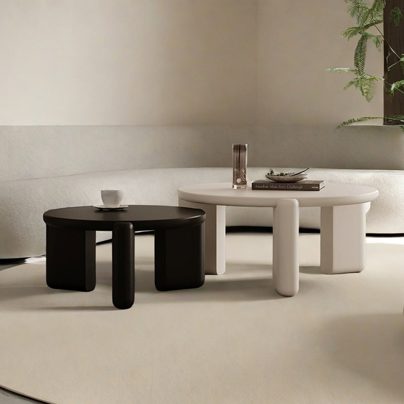 Table basse avec plateau en bois épaissi, H 14,96 po x L 55,11 po x l 31,49 po, Noir / blanc