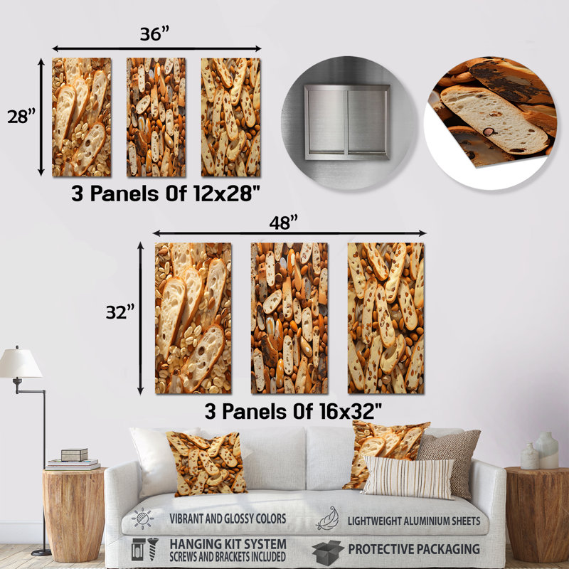 Freshly Bake Biscotti Boulevard - ensemble d'art mural en métal de 3 desserts, H 28 po x l 36 po