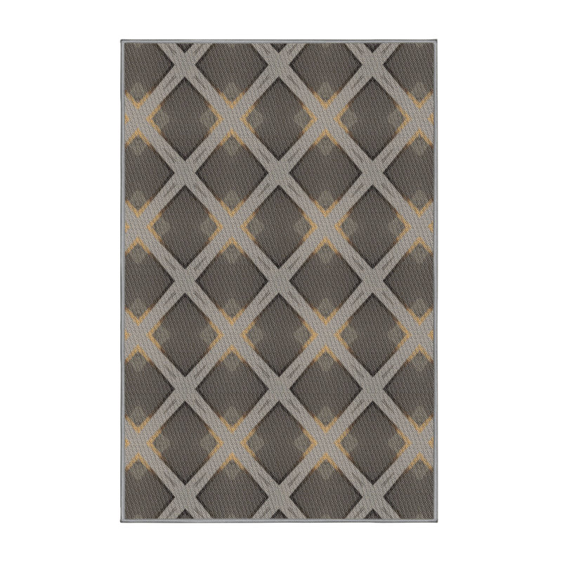 Tapis brun à motif géométrique Sandefur, Rectangle 5 pi x 8 pi