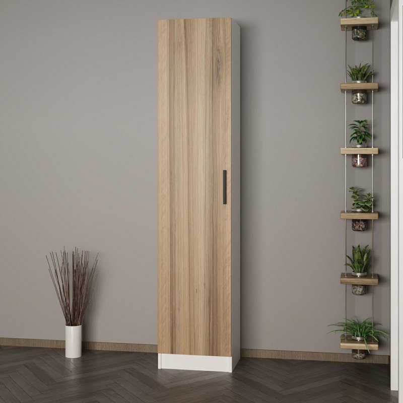 Modern Hall Stand, Walnut Color, 17.7 x 82.7 x 13.8 Inches | 100% Melamine Coated Particle Board, Thickness: 0.7 Inches | Stylish Storage Solution for Entryway, Durable and Elegant Design, Novelty Concept