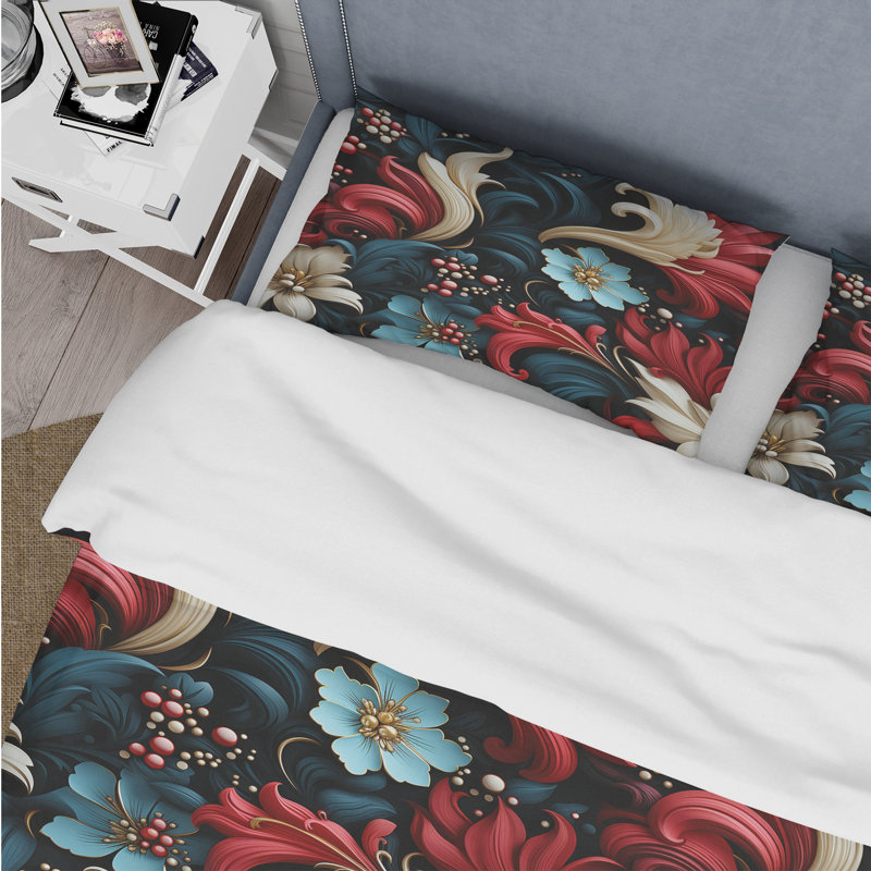Literie à motif cachemire victorien Elegance III, Housse de couette simple + 1 taie décorative stan