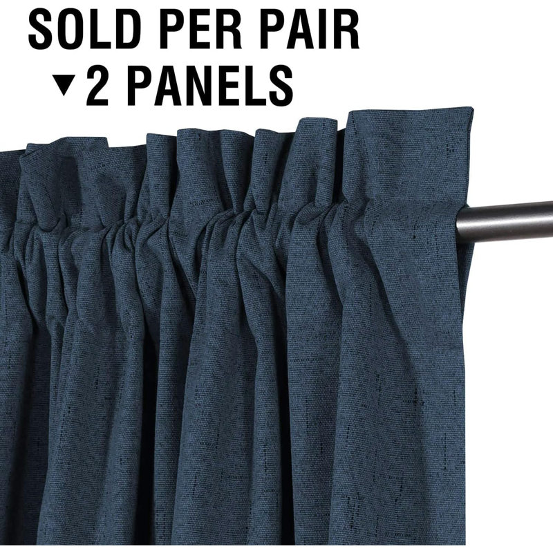 Linen Look 100% Blackout Curtains for Bedroom Full Light Blocking Rod Pocket 42 Inches Wide Linen Textured Thick Window Curtain Drapes with Backing