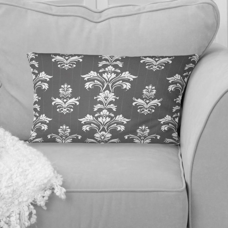 Coussin gris à motif damassé gris