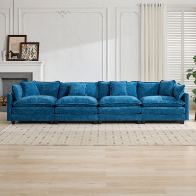 Cloud Sofa 4 Seats (Ottoman Is Not Included), Sectional Couch, For Living Room Bedroom And Apartment, Comfy Double Layer Upholstered Seat Cushion, Breathable Chenille Fabric