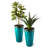 23.75"H Set of 2 Oversized Wavy Texture Turquoise Tall Plastic Planter-347168032