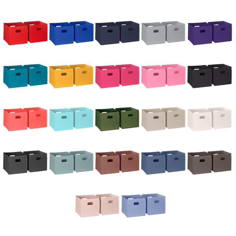 RiverRidge Kids 2pc Fabric Collapsible Storage Cube Organizers with Handles for Playroom Organization - Slate Blue