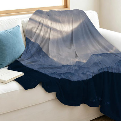 Jeté en flanelle transparente molletonnée, imprimé dramatique tempête hivernale