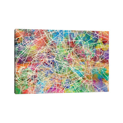 Paris, France Street Map by Michael Tompsett - Wrapped Canvas Gallery-Wrapped Canvas Giclée