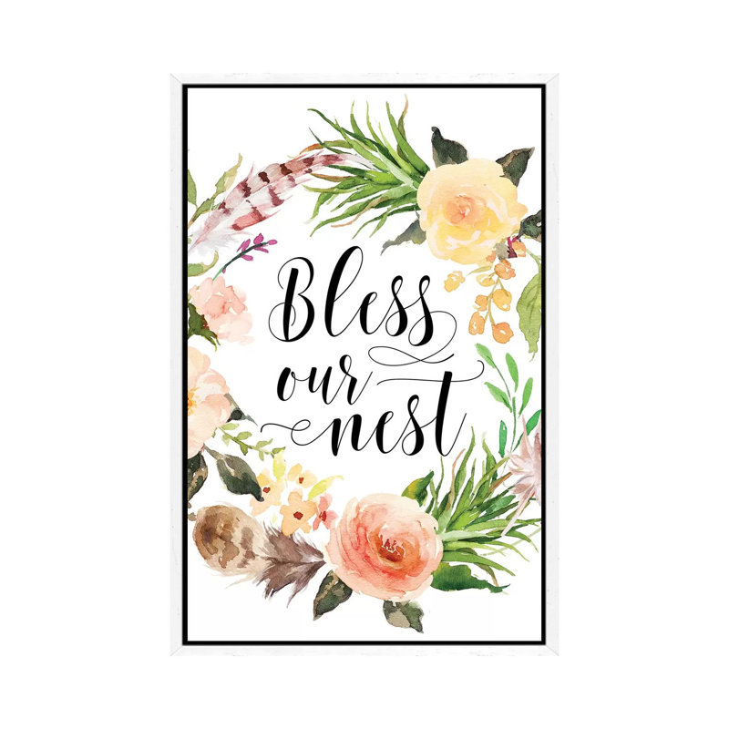 Bless Our Nest - Print on Canvas, 101.6 cm H x 66.04 cm W, White Framed