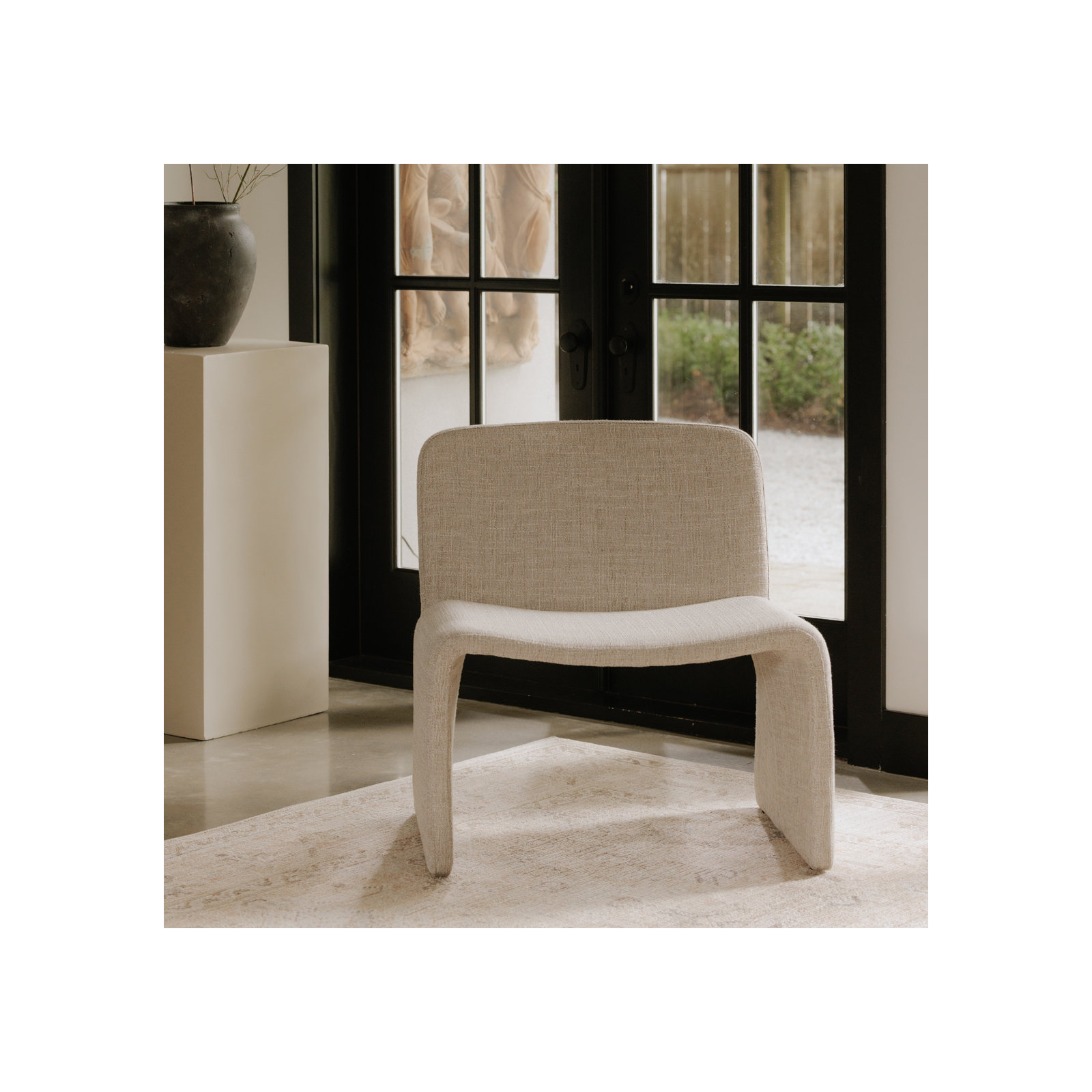 Colorado Upholstered Slipper Chair, Heather Beige Basketweave