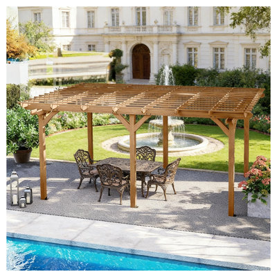 Ensemble de pergola en bois bricolage, treillis de raisin brun et tonnelle de jardin pour l'extérieur
