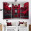 Ensemble de décorations murales monochromes gris et rouge University Building III - College & University-1938337293-1938337295