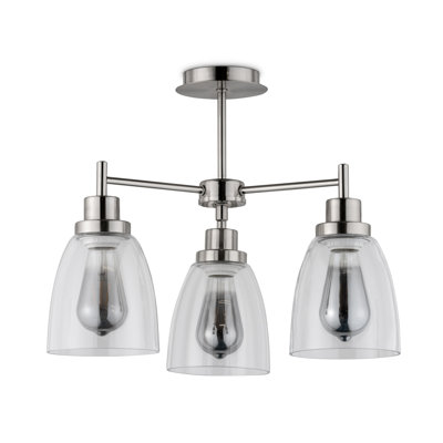 Jaylynn 3-Light 46cm Silver Industrial Style Modern Semi Flush Mount Ceiling Light