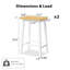 Tabouret de bar en bois massif de 25,6 po de hauteur, blanc, thème, repose-pieds, de 2 pour tabourets de comptoir de cuisine 2, hauteur, repose-pieds chic-120044269