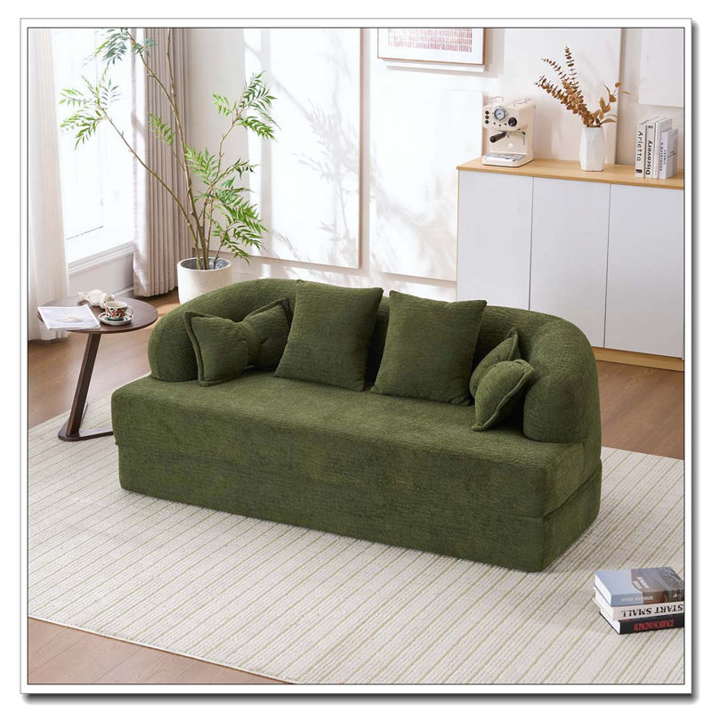 70 Inch Folding 2-in-1 Foldable Sofa Bed, Green