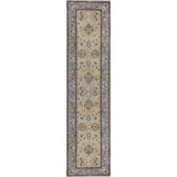 Hand-Knotted High-Quality Gold and Light Green Runner