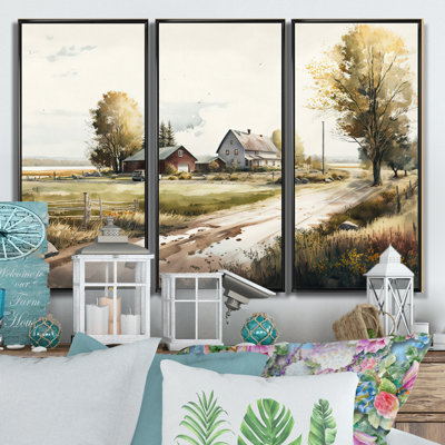 «Path To The Barn II», reproduction sur toile 3 pièces
