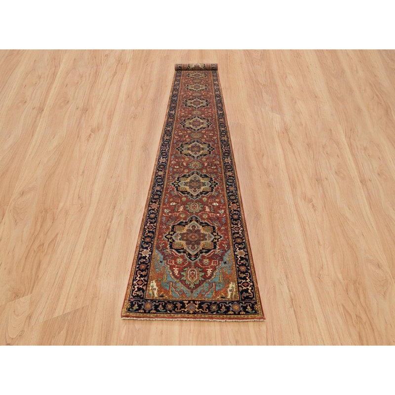 Tapis de couloir Heris XL en laine douce rouge noué à la main 2 pi 6 po x 18 pi 698BC5BDFF694F23A61A576CA83FE803
