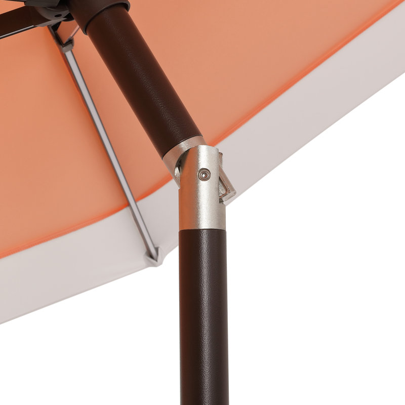 Spencer 9 ft. Coral Pink and White Solar LED Market Patio Umbrella with Aluminum Frame