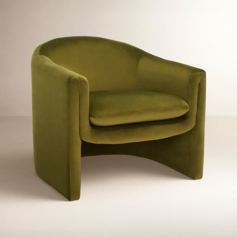 Fauteuil demi-tonneau 32,87 po Pollman, Velours vert olive