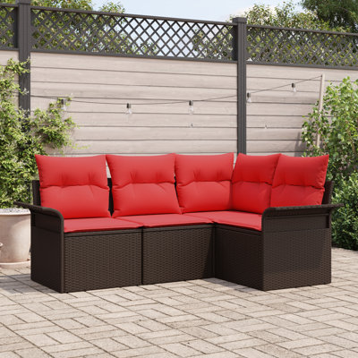 Ensemble de canapé de jardin avec coussin en rotin brun vidaXL
