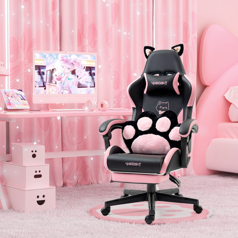 Fauteuil de jeu en cuir PU avec repose-pieds Hayden, Noir