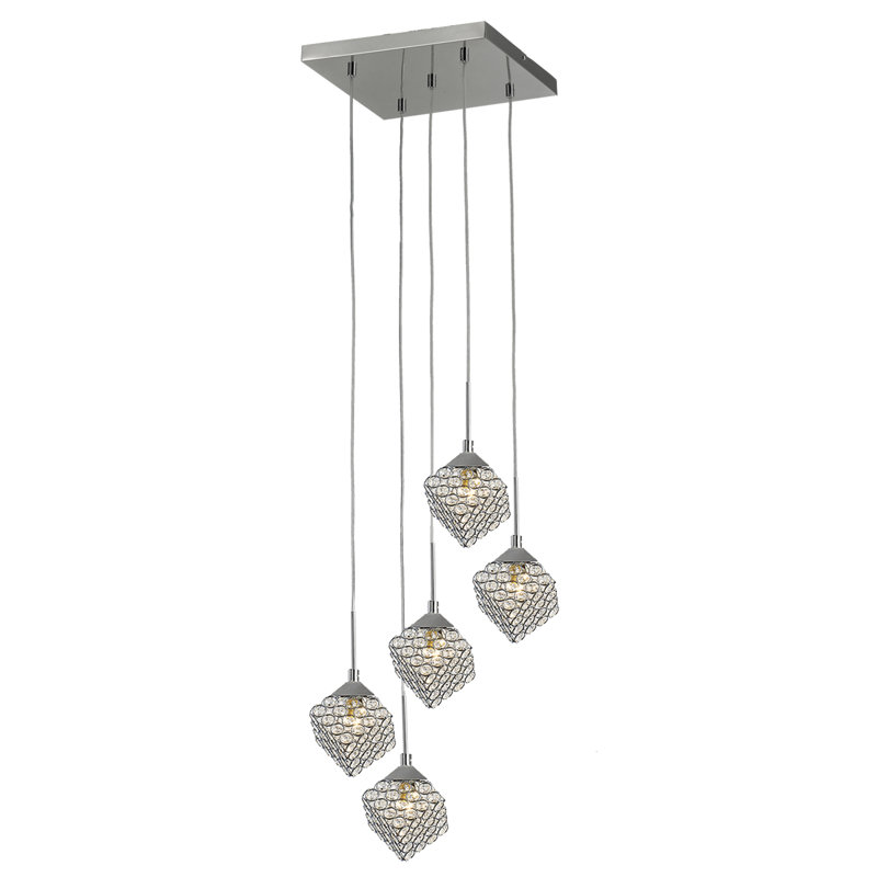 Suspension carrée 5 lumières grappe Lowall