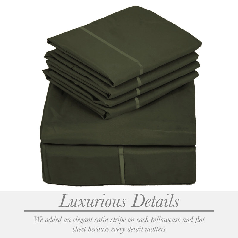 6 Piece Ultra Soft Double Brushed Microfiber Sheet Set, Cooling Sheets with Extra Deep Pockets - Machine Washable