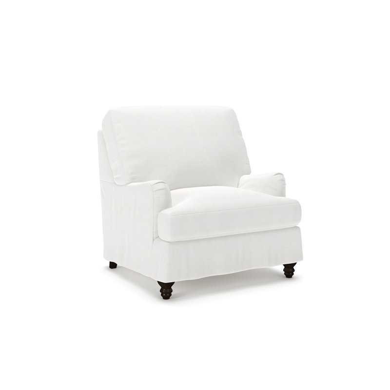 Walters Slipcovered Chair, Drusky Moonglow Sustain® Basketweave