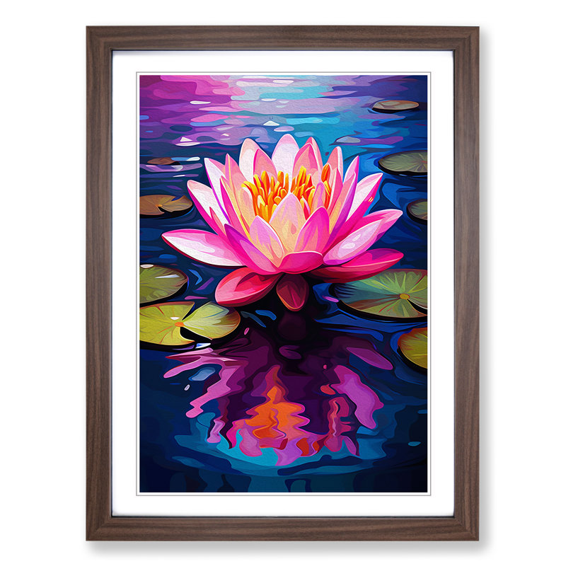Water Lily Pop - Framed Print, Walnut , 46cm H x 34cm W x 2cm D