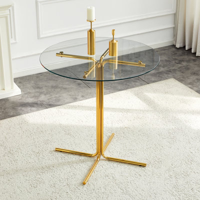 Table haute ronde en verre