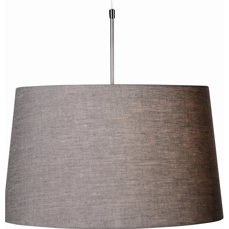 Owings 1 - Light Drum Pendant, Brushed steel, Grey linen