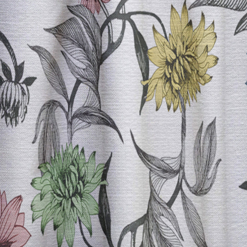 Floral Curtain Panel, Summer Flower Blackout Decor - Summer Flowers, 52" W x 108" L
