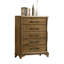 Commode haute Tey, bois massif brun miel, 5 tiroirs