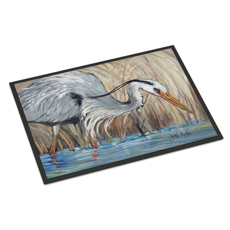 Paillasson Heron in the Reeds, Rectangle 1 pi 6 po x 2 pi 3 po