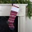 Chaussette de Noël 23 po en tricot rouge, gris et blanc avec revers en sherpa