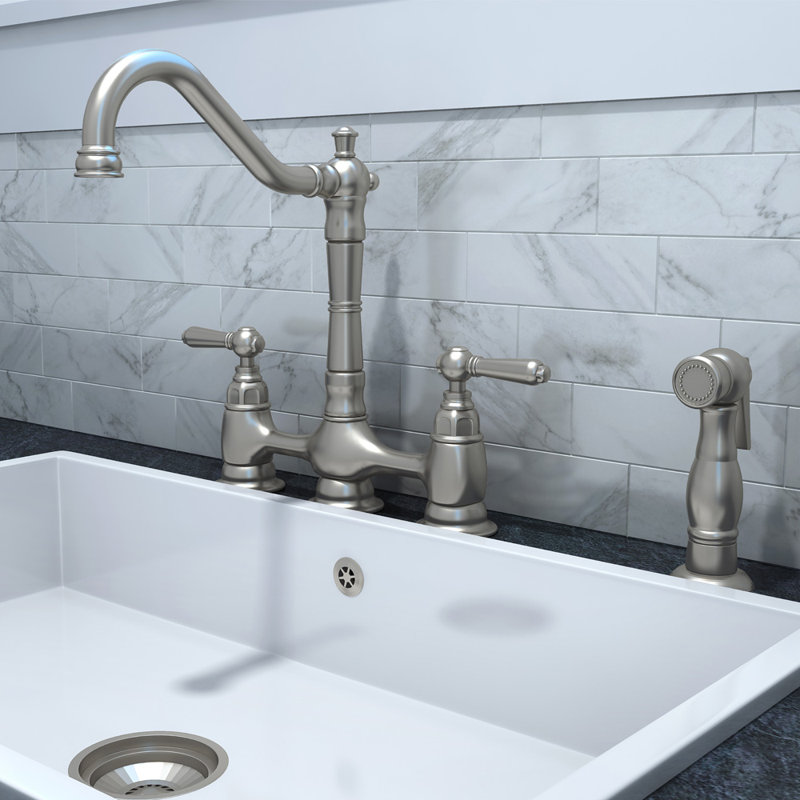 Pioneer Americana Kitchen Faucet with Side Spray, Brushed Nickel