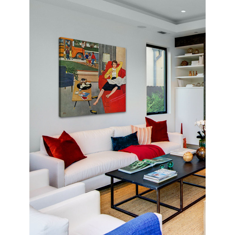 "Morning Coffee Break" par Amos Sewell, reproduction d'art sur toile tendue, 40 po x 40 po