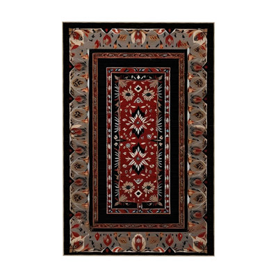 Tapis décoratif noir à motif gris