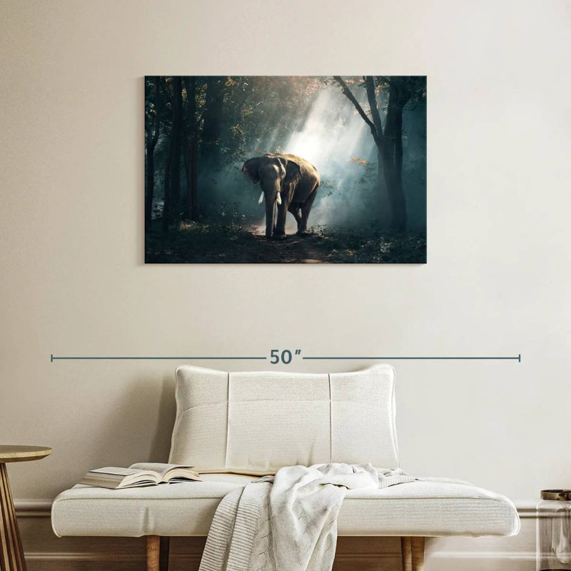 Brampt Sunlit Jungle Elephant, 24" H x 36" W