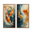 Orange, vert, passionné, poissons, koi, poisson, art mural 2 pièces-597824483-597824488-597824490