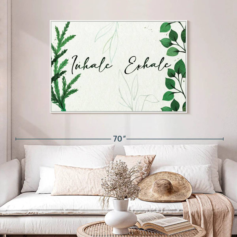 Inhale Exhale Zen II, 46 po x 31 po, Cadre flottant blanc