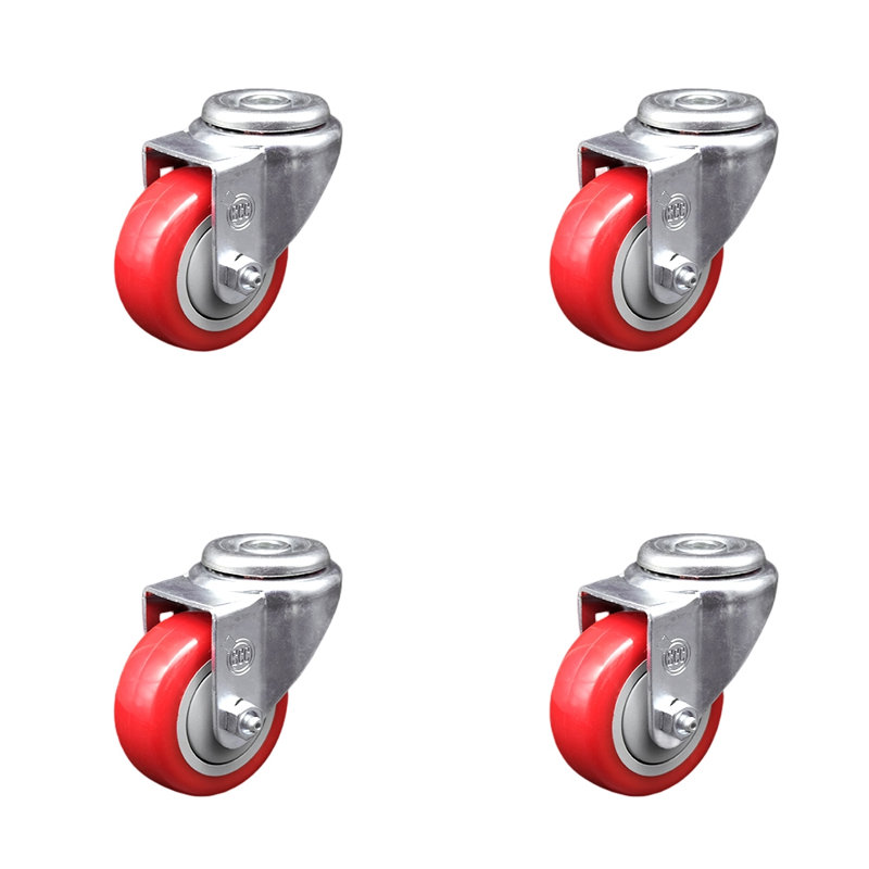 Ensemble de roulettes en polyuréthane SS, Rouge