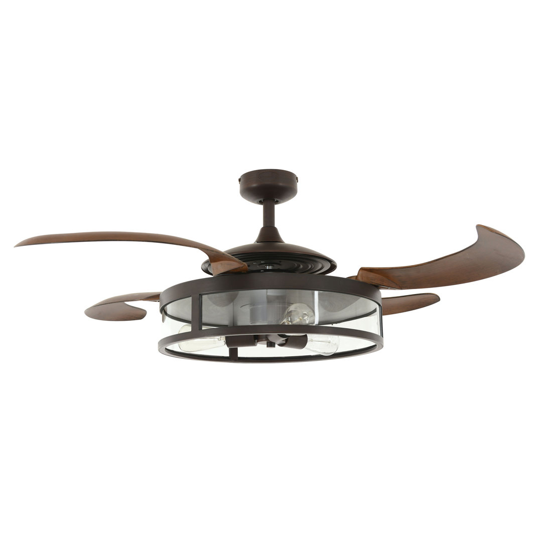 122cm Adilene 4 - Blade Ceiling Fan with Remote Control and Light Kit Included white,black,brown