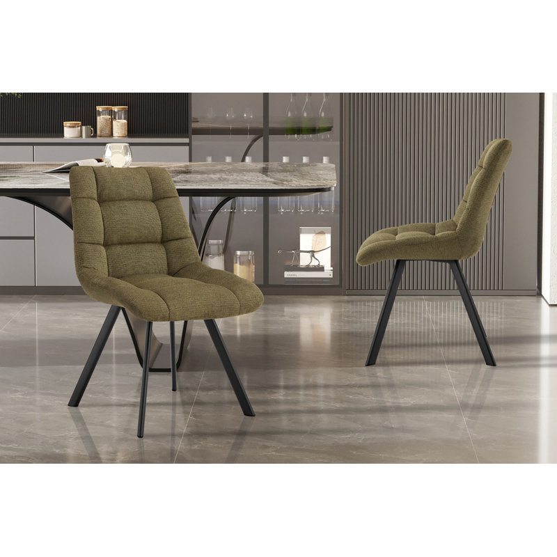 Ephemerine 49cm H Upholstered Metal Side Chair, Green