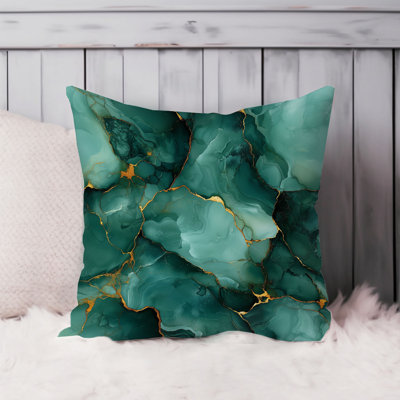 Abstract Green Marble Geode Pattern - I Modern Throw Pillow Cover