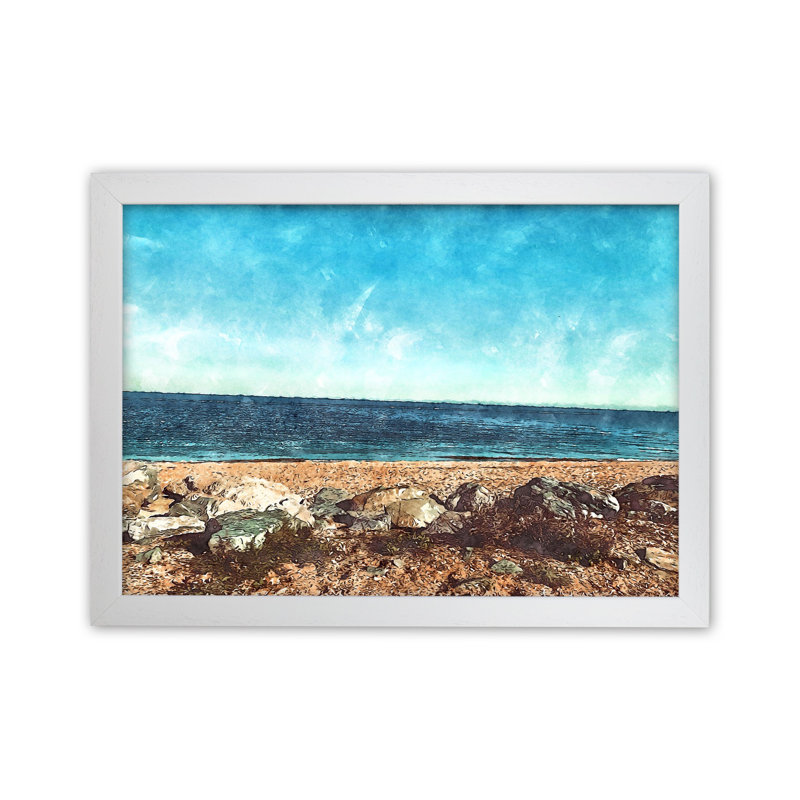 A Day At The Beach 2 - Print, 46cm H x 63cm W x 3cm D, White Framed